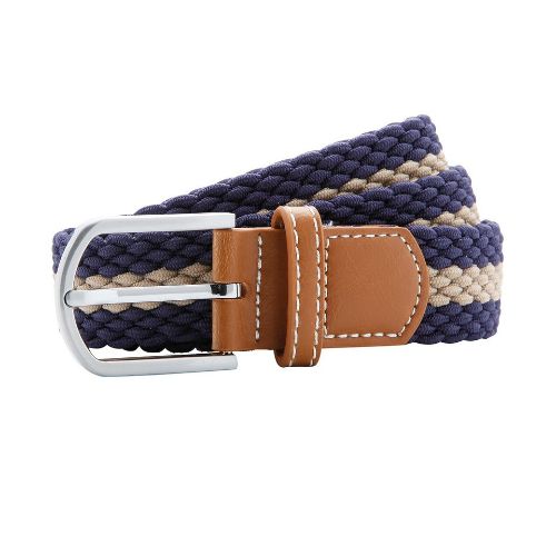 Asquith & Fox Two-Colour Stripe Braid Stretch Belt Navy/Khaki